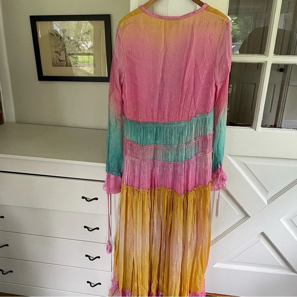 ROCOCO SAND Maxi Dress Summer Sequin Pastel High-Low - Picture 11 of 13